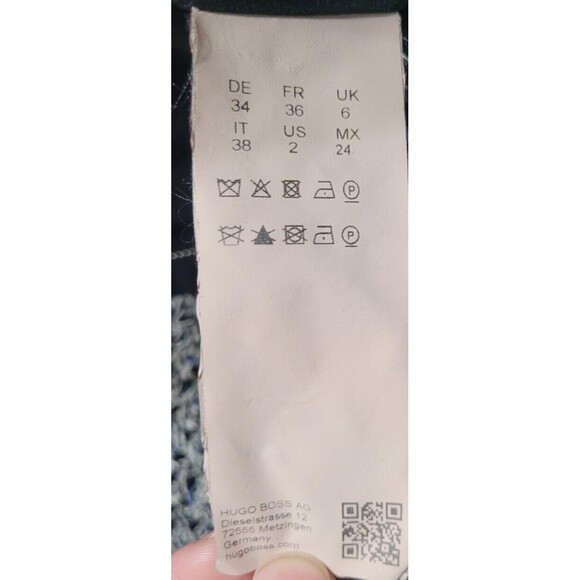 Hugo Boss Kalaila  Tweed Woven Texture Fringe  Zipper Front Lined Size 2 Blazer - Picture 6 of 8